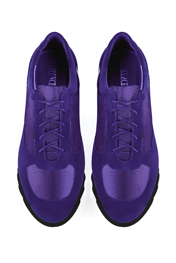 Violet purple women's one-tone elegant sneakers. Round toe. Low rubber soles. Top view - Florence KOOIJMAN